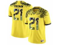 Men Oregon Ducks #21 Royce Freeman Yellow With Portrait Print College Football Jersey