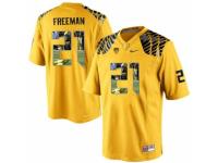 Men Oregon Ducks #21 Royce Freeman Yellow With Portrait Print College Football Jersey