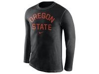 Men Oregon State Beavers Nike Conviction Long Sleeve Tri-Blend T-Shirt - Heather Black