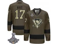 Men Penguins #17 Bryan Rust Green Salute to Service 2016 Stanley Cup Champions Stitched NHL Jersey