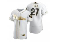 Men Philadelphia Phillies Aaron Nola Nike White Golden Edition Jersey