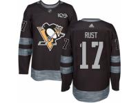 Men Pittsburgh Penguins #17 Bryan Rust Black 1917-2017 100th Anniversary Stitched NHL Jersey