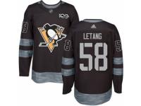 Men Pittsburgh Penguins #58 Kris Letang Black 1917-2017 100th Anniversary Stitched NHL Jersey