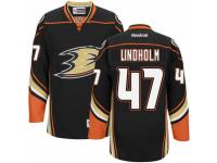 Men Reebok Anaheim Ducks #47 Hampus Lindholm Premier Black Home NHL Jersey