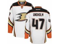 Men Reebok Anaheim Ducks #47 Hampus Lindholm Premier White Away NHL Jersey