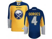 Men Reebok Buffalo Sabres #4 Josh Gorges Premier Gold New Third NHL Jersey