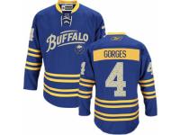 Men Reebok Buffalo Sabres #4 Josh Gorges Premier Royal Blue Third NHL Jersey