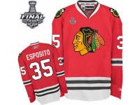 Men Reebok Chicago Blackhawks #35 Tony Esposito Premier Red Home 2015 Stanley Cup Patch NHL Jersey
