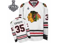 Men Reebok Chicago Blackhawks #35 Tony Esposito Premier White Away 2015 Stanley Cup Patch NHL Jersey