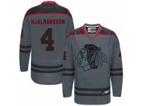 Men Reebok Chicago Blackhawks #4 Niklas Hjalmarsson Premier Charcoal Cross Check Fashion NHL Jersey