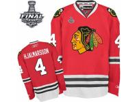 Men Reebok Chicago Blackhawks #4 Niklas Hjalmarsson Premier Red Home 2015 Stanley Cup Patch NHL Jersey
