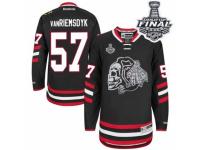 Men Reebok Chicago Blackhawks #57 Trevor Van Riemsdyk Premier Black White Skull 2014 Stadium Series 2015 Stanley Cup Patch NHL Jersey