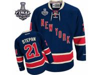 Men Reebok New York Rangers #21 Derek Stepan Premier Navy Blue Third 2014 Stanley Cup Patch NHL Jersey