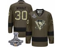 Men Reebok Pittsburgh Penguins #30 Matt Murray Premier Green Salute to Service 2016 Stanley Cup Champions NHL Jersey