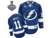 Men Reebok Tampa Bay Lightning #11 Brian Boyle Premier Royal Blue Home 2015 Stanley Cup Patch NHL Jersey