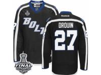 Men Reebok Tampa Bay Lightning #27 Jonathan Drouin Premier Black New Third 2015 Stanley Cup Patch NHL Jersey