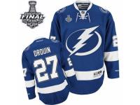 Men Reebok Tampa Bay Lightning #27 Jonathan Drouin Premier Royal Blue Home 2015 Stanley Cup Patch NHL Jersey