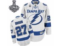 Men Reebok Tampa Bay Lightning #27 Jonathan Drouin Premier White Away 2015 Stanley Cup Patch NHL Jersey