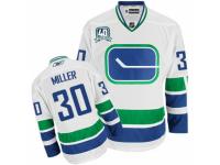 Men Reebok Vancouver Canucks #30 Ryan Miller Premier White Third 40TH Patch NHL Jersey
