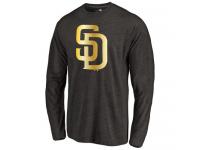 Men San Diego Padres Gold Collection Long Sleeve Tri-Blend T-Shirt Black
