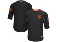 Men San Francisco Giants Buster Posey On-Field 3/4 Sleeve Player Batting Practice Jersey - Black