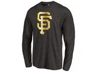 Men San Francisco Giants Gold Collection Long Sleeve Tri-Blend T-Shirt Black