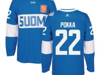 Men Team Finland #22 Ville Pokka 2016 World Cup of Hockey Blue Adidas Jerseys