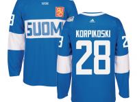 Men Team Finland #28 Lauri Korpikoski 2016 World Cup of Hockey Blue Adidas Jerseys