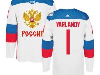 Men Team Russia #1 Semyon Varlamov 2016 World Cup of Hockey White Adidas Jerseys