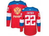 Men Team Russia #22 Nikita Zaitsev 2016 World Cup of Hockey Red Adidas Jerseys