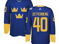 Men Team Sweden #40 Henrik Zetterberg 2016 World Cup of Hockey Royal Adidas Jerseys