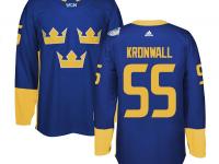 Men Team Sweden #55 Niklas Kronwall 2016 World Cup of Hockey Royal Adidas Jerseys
