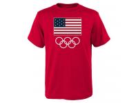 Men Team USA 2016 Olympics Flags & Rings T-Shirt Red