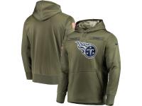 Men Tennessee Titans Nike Olive Salute to Service Sideline Therma Performance Pullover Hoodie