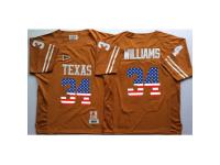 Men Texas Longhorns #34 Ricky Williams Orange USA Flag College Jersey