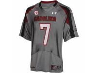 Men Under Armour South Carolina Gamecocks #7 Javedeon Clowney Grey With SEC Patch Authentic NCAA Jersey