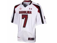 Men Under Armour South Carolina Gamecocks #7 Javedeon Clowney White With SEC Patch Authentic NCAA Jersey