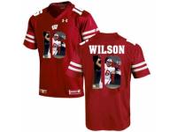 Men Wisconsin Badgers #16 Russell Wilson Red With Portrait Print College Football Jersey