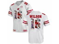 Men Wisconsin Badgers #16 Russell Wilson White With Portrait Print College Football Jersey