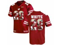 Men Wisconsin Badgers #20 James White Red With Portrait Print College Football Jersey