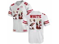Men Wisconsin Badgers #20 James White White With Portrait Print College Football Jersey