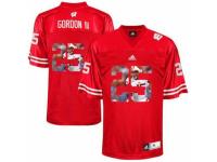 Men Wisconsin Badgers #25 Melvin Gordon III Red With Portrait Print College Football Jersey