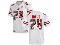 Men Wisconsin Badgers #28 Montee Ball White With Portrait Print College Football Jersey