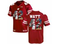 Men Wisconsin Badgers #99 T.J. Watt Red With Portrait Print College Football Jersey