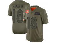 Men's #18 Limited Peyton Manning Camo Football Jersey Denver Broncos 2019 Salute to Service