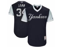 Men's 2017 Little League World Series New York Yankees #34 Jaime Garcia J Gar Navy Jersey