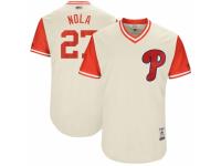 Men's 2017 Little League World Series Philadelphia Phillies #27 Aaron Nola Nola Tan Jersey
