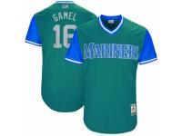 Men's 2017 Little League World Series Seattle Mariners Ben Gamel #16 Gamel Aqua Jersey