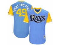 Men's 2017 Little League World Series Tampa Bay Rays #49 Tommy Hunter Tommy Two Towel Light Blue Jersey