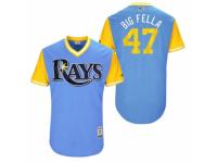Men's 2017 Little League World Series Tampa Bay Rays Chase Whitley #47 Big Fella Light Blue Jersey